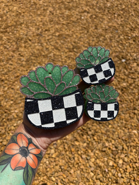 Checkered Succulent Pot