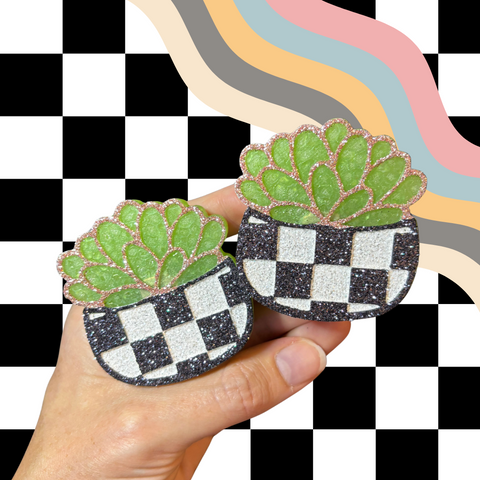Checkered Succulent Pot Vent Clips