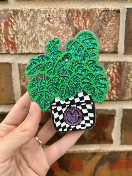 Checkered Monstera Pot