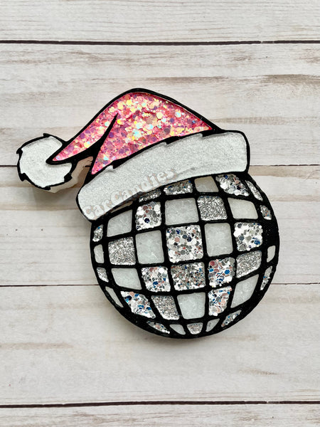 Pink Disco Ball Santa